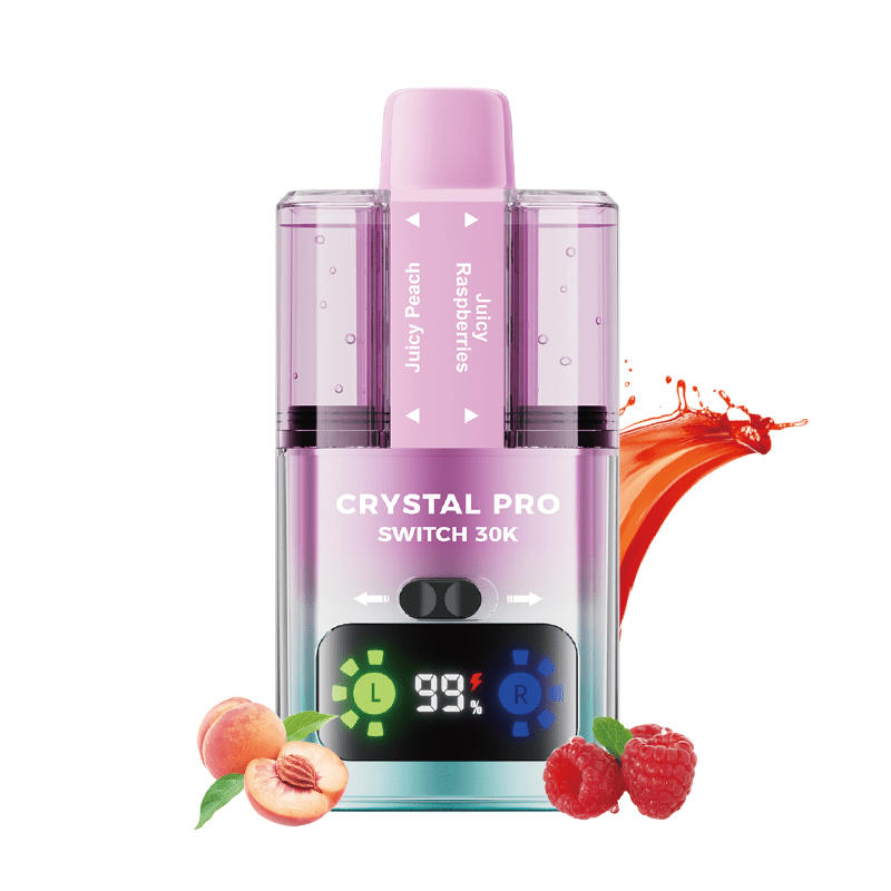 Crystal Pro Switch 30k Prefilled Pod Kit Box of 5 - Juicy Peach / Juicy Raspberries