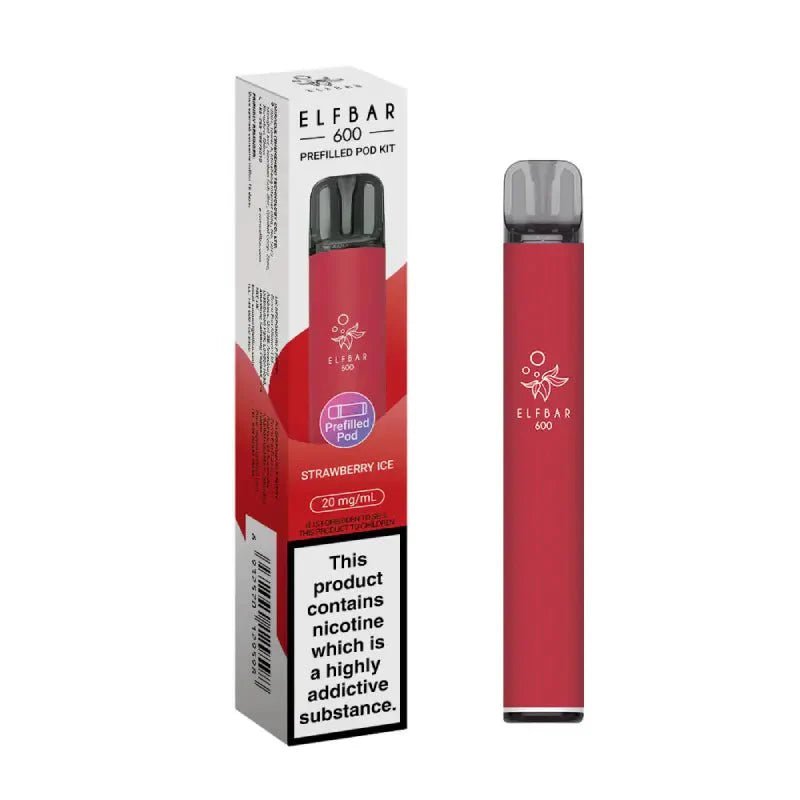 Elf Bar 600 Prefilled Pod Kit Box of 10 - Strawberry Ice