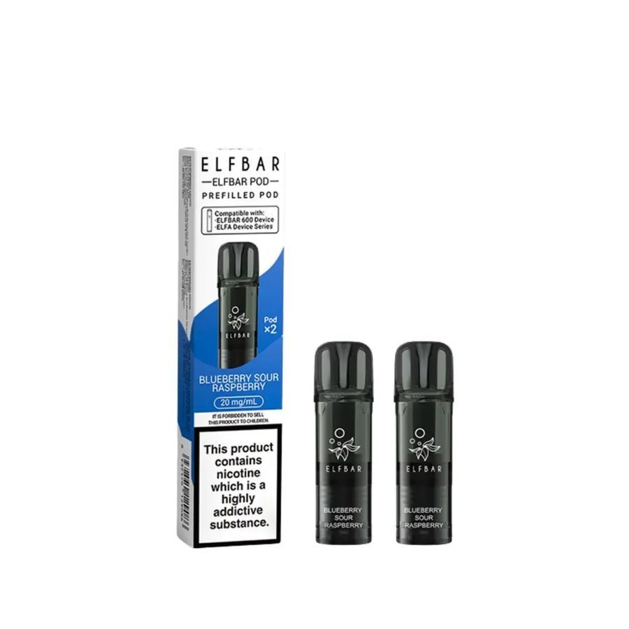 Elf Bar 600 Prefilled Replacement Pods - Pack of 10 - Blue Sour Raspberry