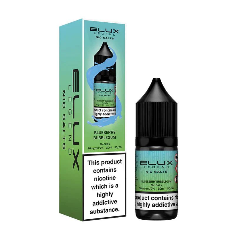 Elux Legend Nic Salts 10ml E - liquids - Box of 10 - Blueberry Bubblegum