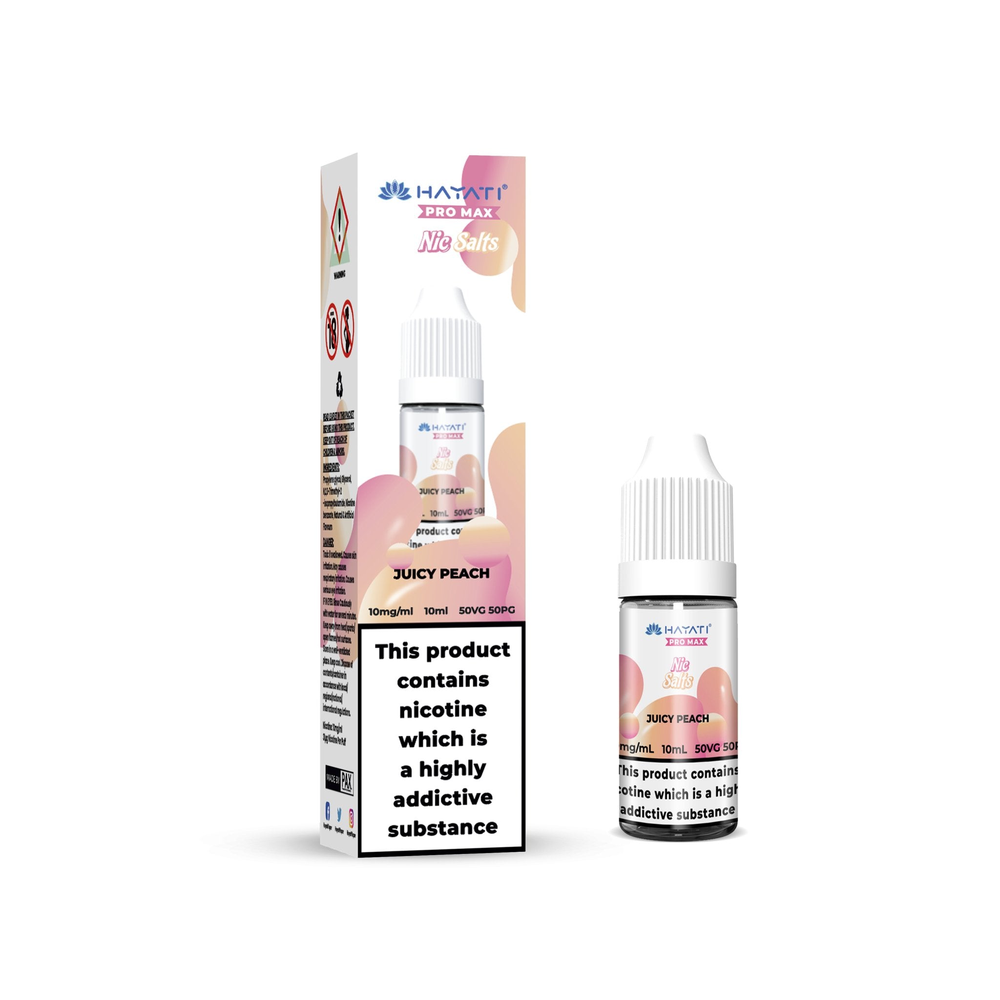 Hayati Pro Max Nic Salts Box of 10 - Juicy Peach