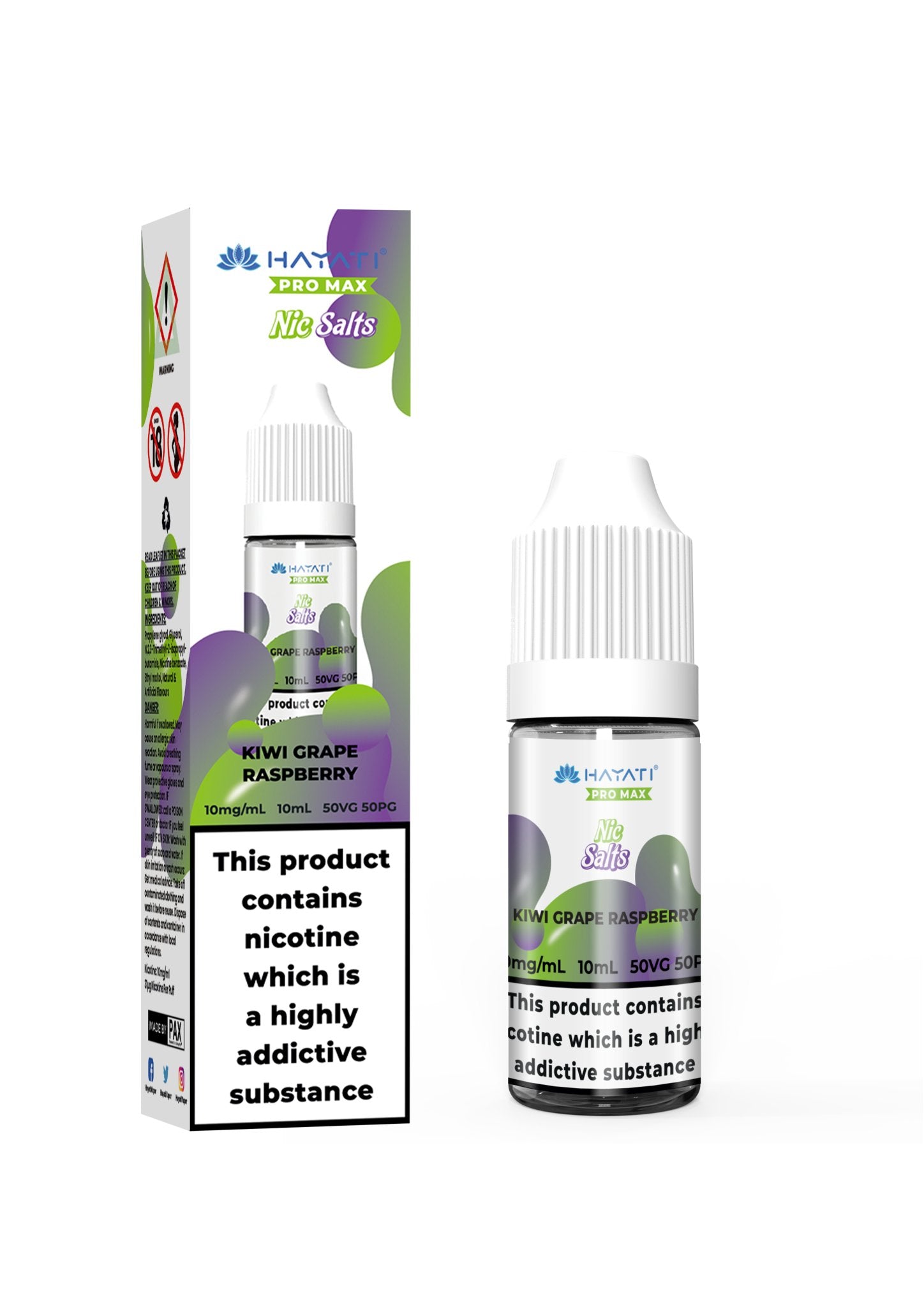 Hayati Pro Max Nic Salts Box of 10 - Kiwi Grape Raspberry