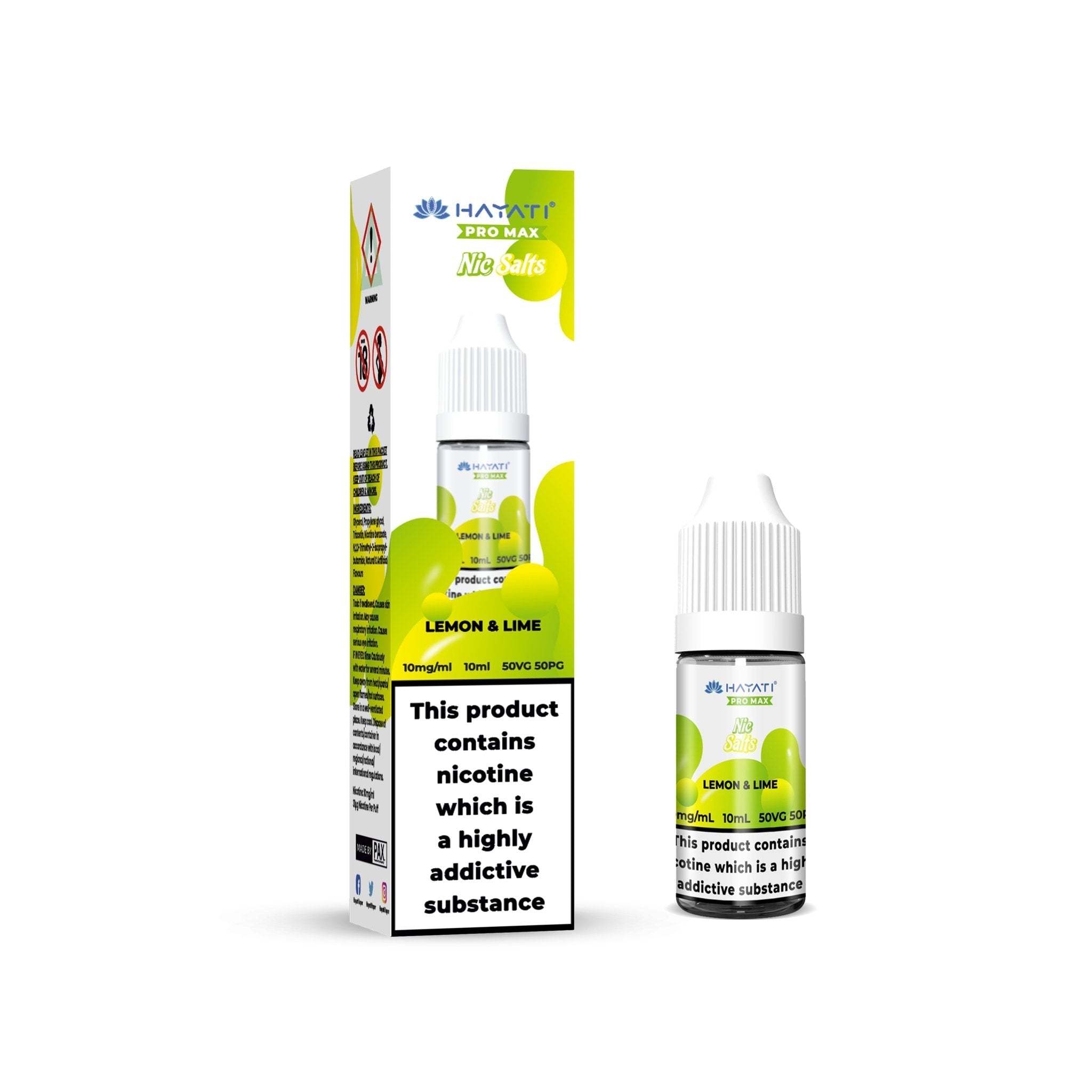 Hayati Pro Max Nic Salts Box of 10 - Lemon & Mint