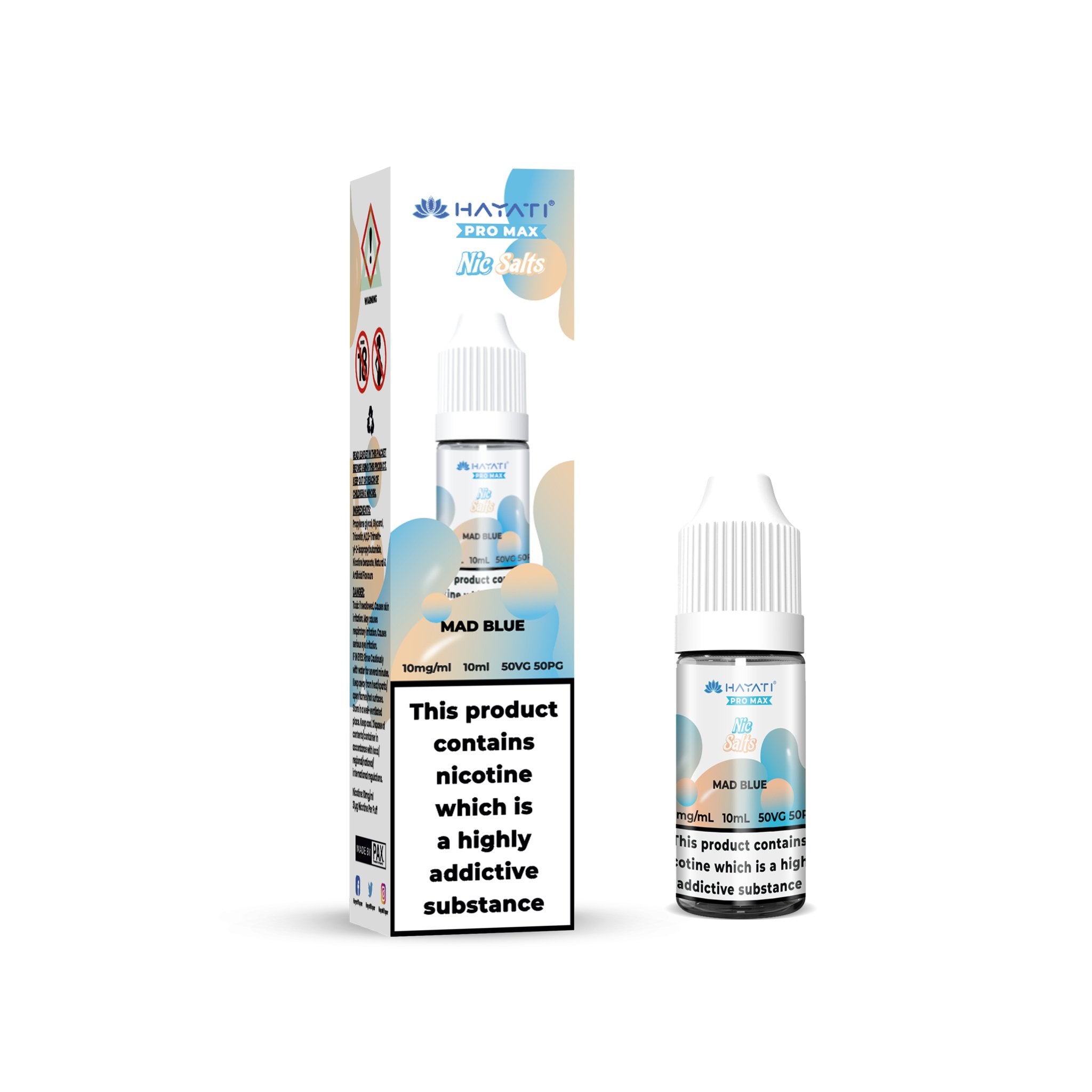 Hayati Pro Max Nic Salts Box of 10 - Mad Blue