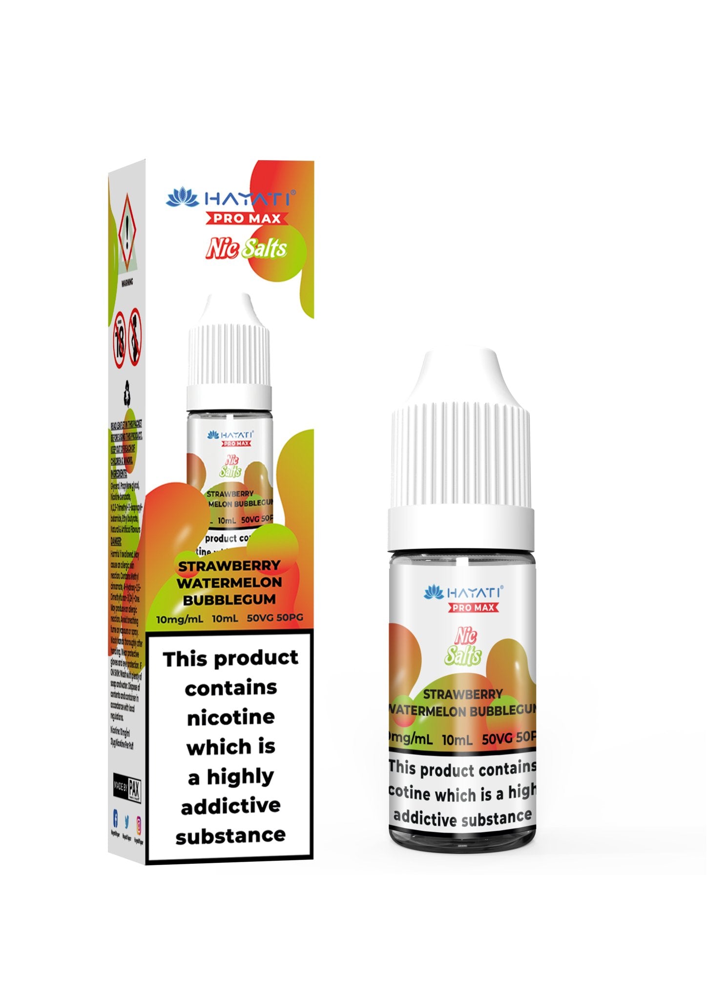 Hayati Pro Max Nic Salts Box of 10 - Strawberry Watermelon Bubblegum