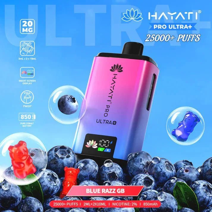 Hayati Pro Ultra Plus 25000 Starter Vape Kit Box of 5 - Blackcurrant Cotton K / Blue Raspberry