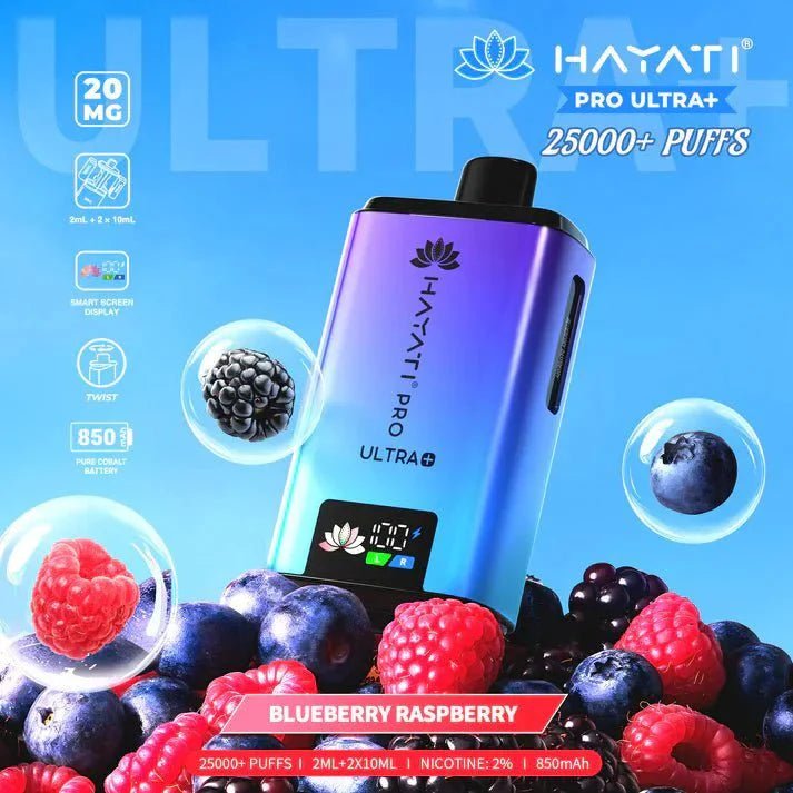 Hayati Pro Ultra Plus 25000 Starter Vape Kit Box of 5 - Blackcurrant Cotton K / Blue Raspberry