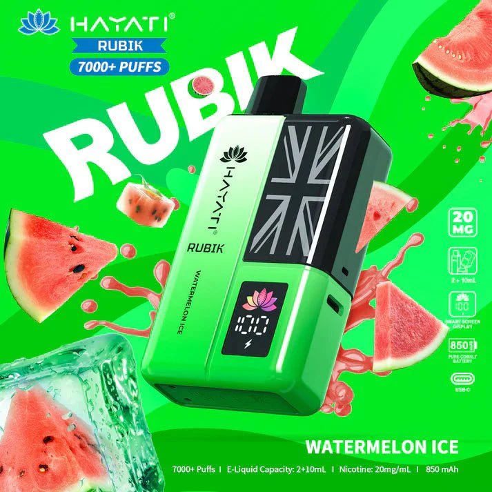 Hayati Rubik 7000 Puffs Disposable Vape Kit Pack of 5 - Banana Ice