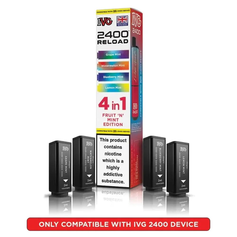 IVG 2400 Reload 4 in 1 Prefilled Pods | Pack of 5 - Fruit n Mint Edition