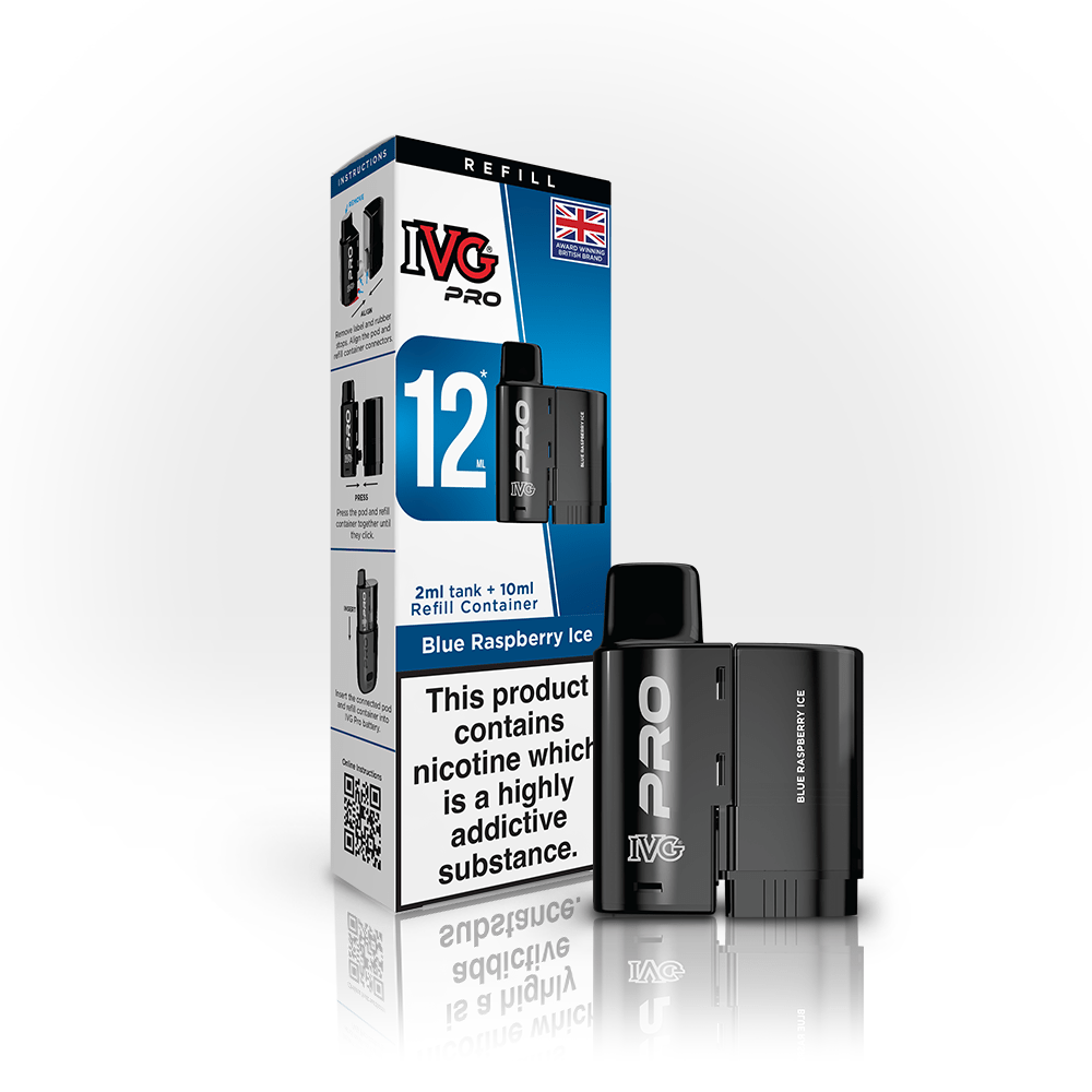 IVG Pro 12 Prefilled Vape Pods Box of 10 - Blue Raspberry Ice