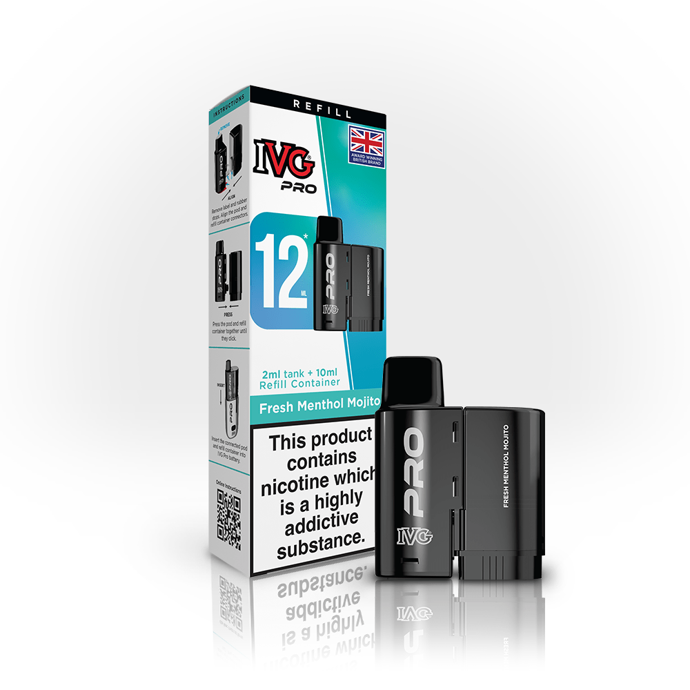 IVG Pro 12 Prefilled Vape Pods Box of 10 - Fresh Menthol Mojito