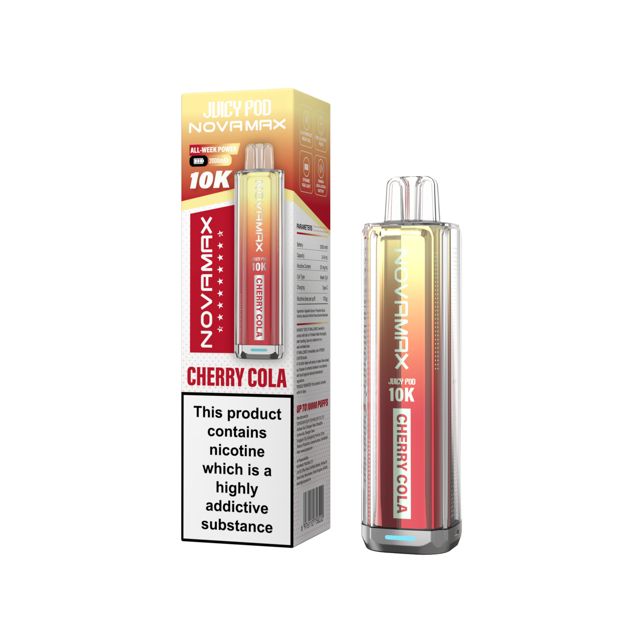 Juicy Pod Novamax 10k Prefilled Pod Vape Kit Pack of 5 - Cherry Cola