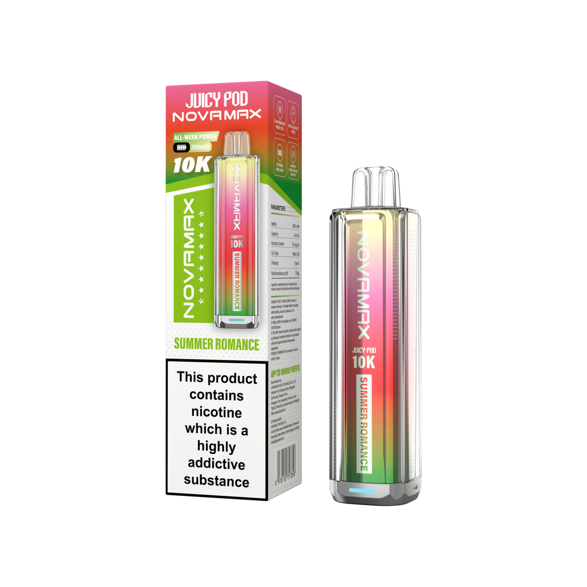Juicy Pod Novamax 10k Prefilled Pod Vape Kit Pack of 5 - Summer Romance