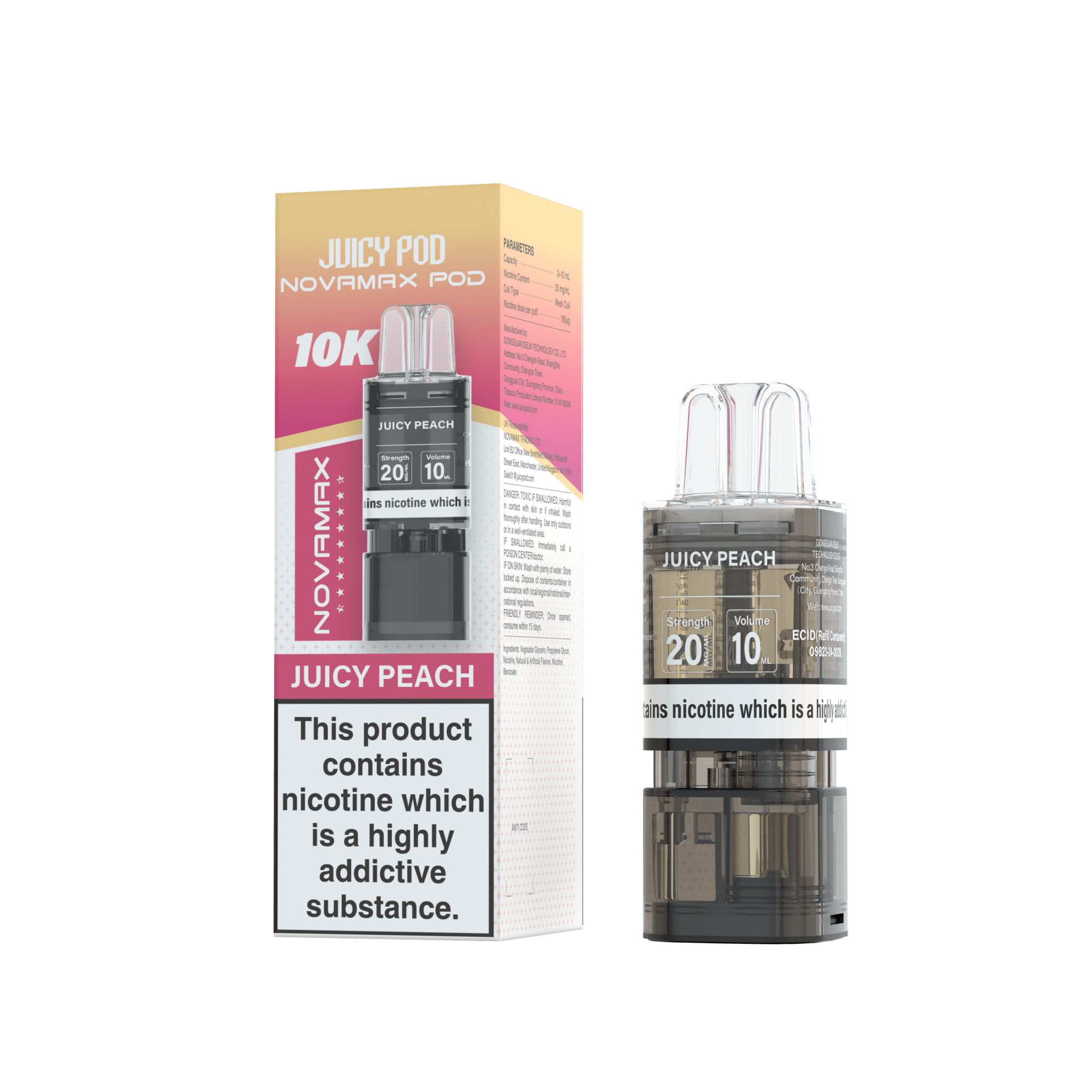 Juicy Pod Novamax 10k Replacement Pods - 10 pack - Juicy Peach