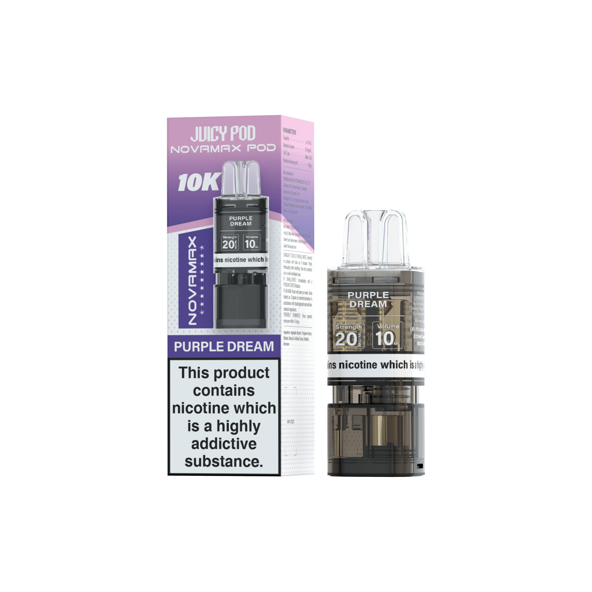 Juicy Pod Novamax 10k Replacement Pods - 10 pack - Purple Dream