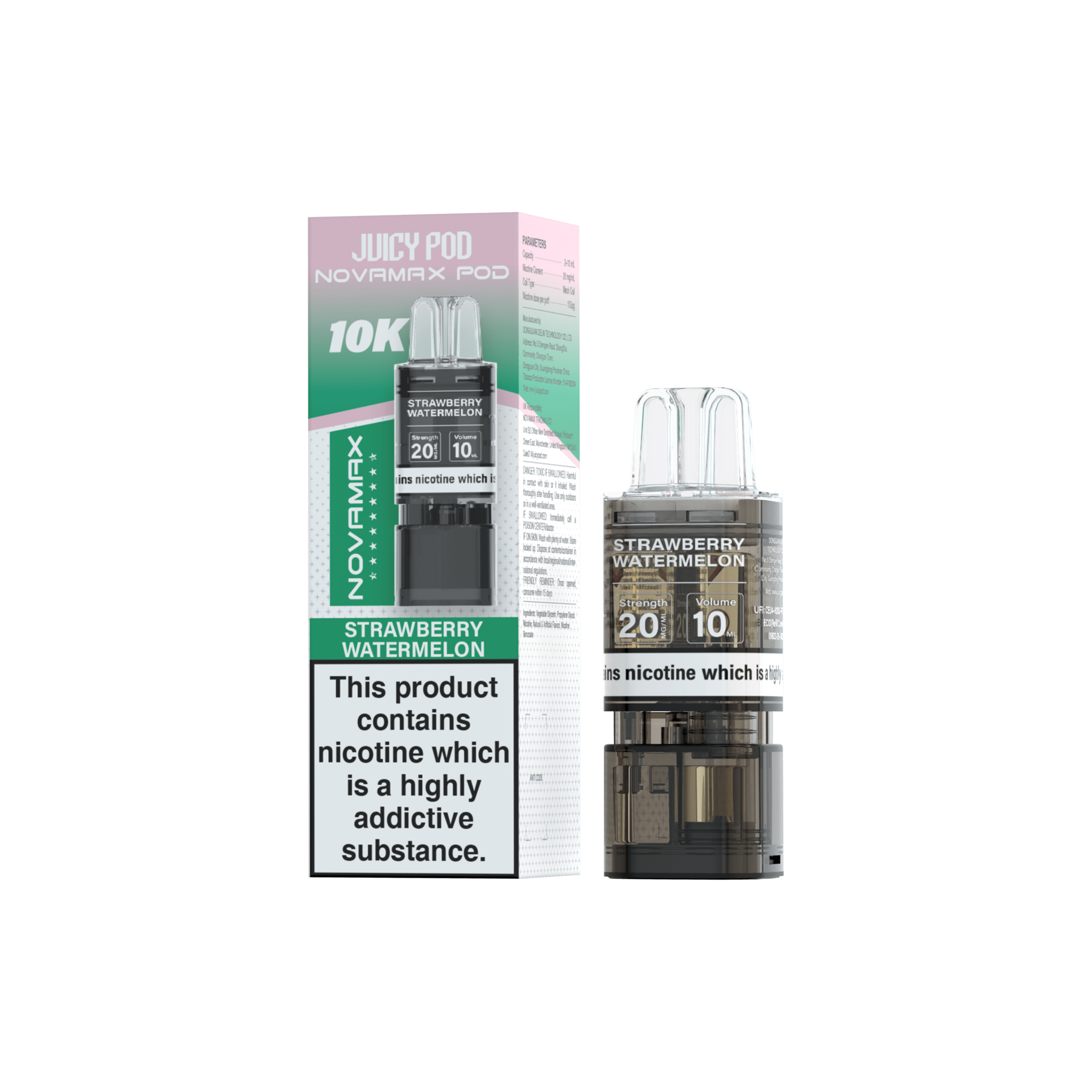 Juicy Pod Novamax 10k Replacement Pods - 10 pack - Strawberry Watermelon