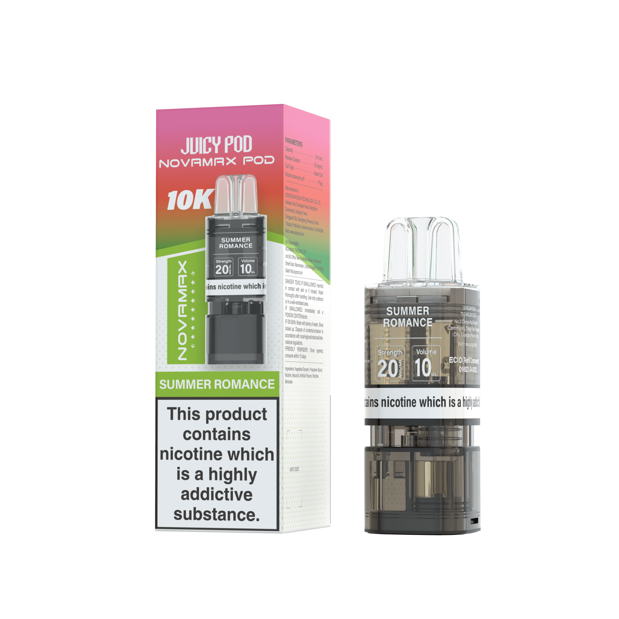 Juicy Pod Novamax 10k Replacement Pods - 10 pack - Summer Romance