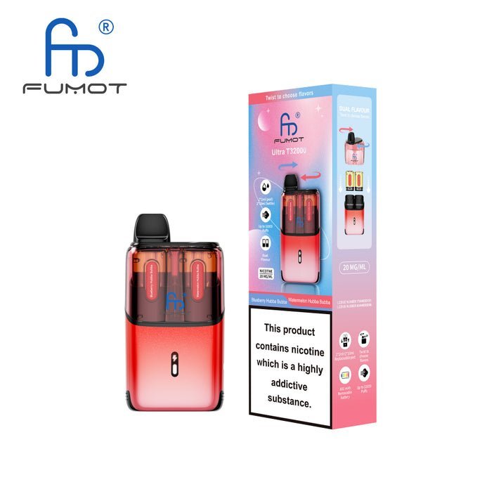RandM Fumot T32000 Ultra Vape Kit Box of 5 - Blueberry Hubba Bubba / Watermelon Hubba Bubba