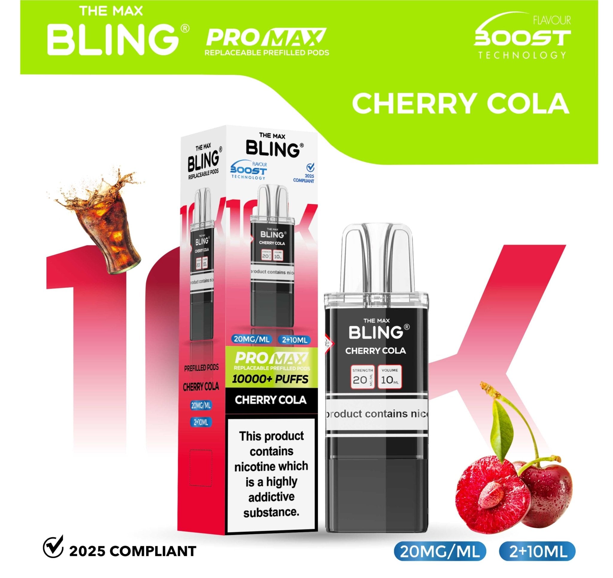 The Bling 10k Pro Max Replacement Pods (BOX OF 5) - Cherry Cola
