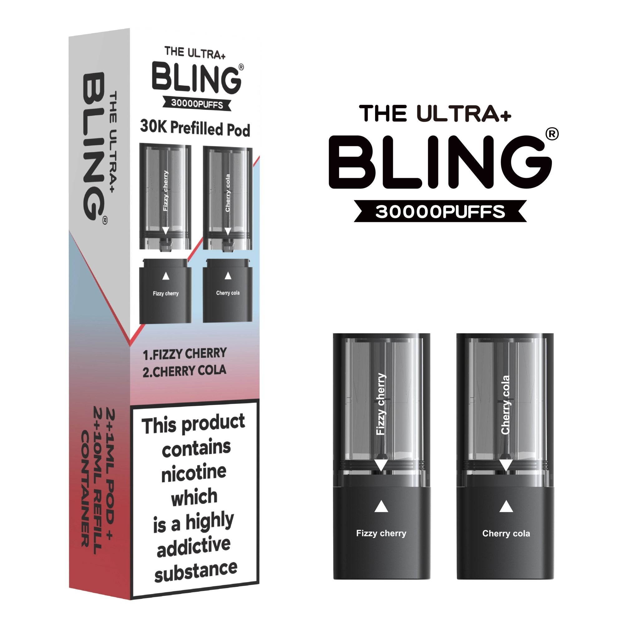 The Bling Ultra Plus 30k Replacement Pods Pack of 5 - Fizzy Cherry/Cherry Cola