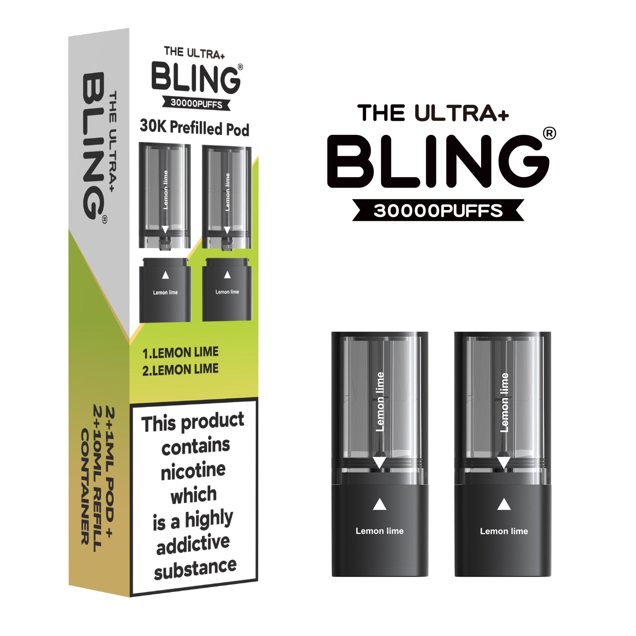 The Bling Ultra Plus 30k Replacement Pods Pack of 5 - Lemon Lime