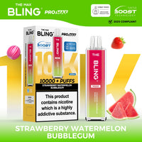 The Crystal Bling Max 10000 Prefilled Vape Pod Kit Box of 5 - Strawberry Watermelon Bubble Gum