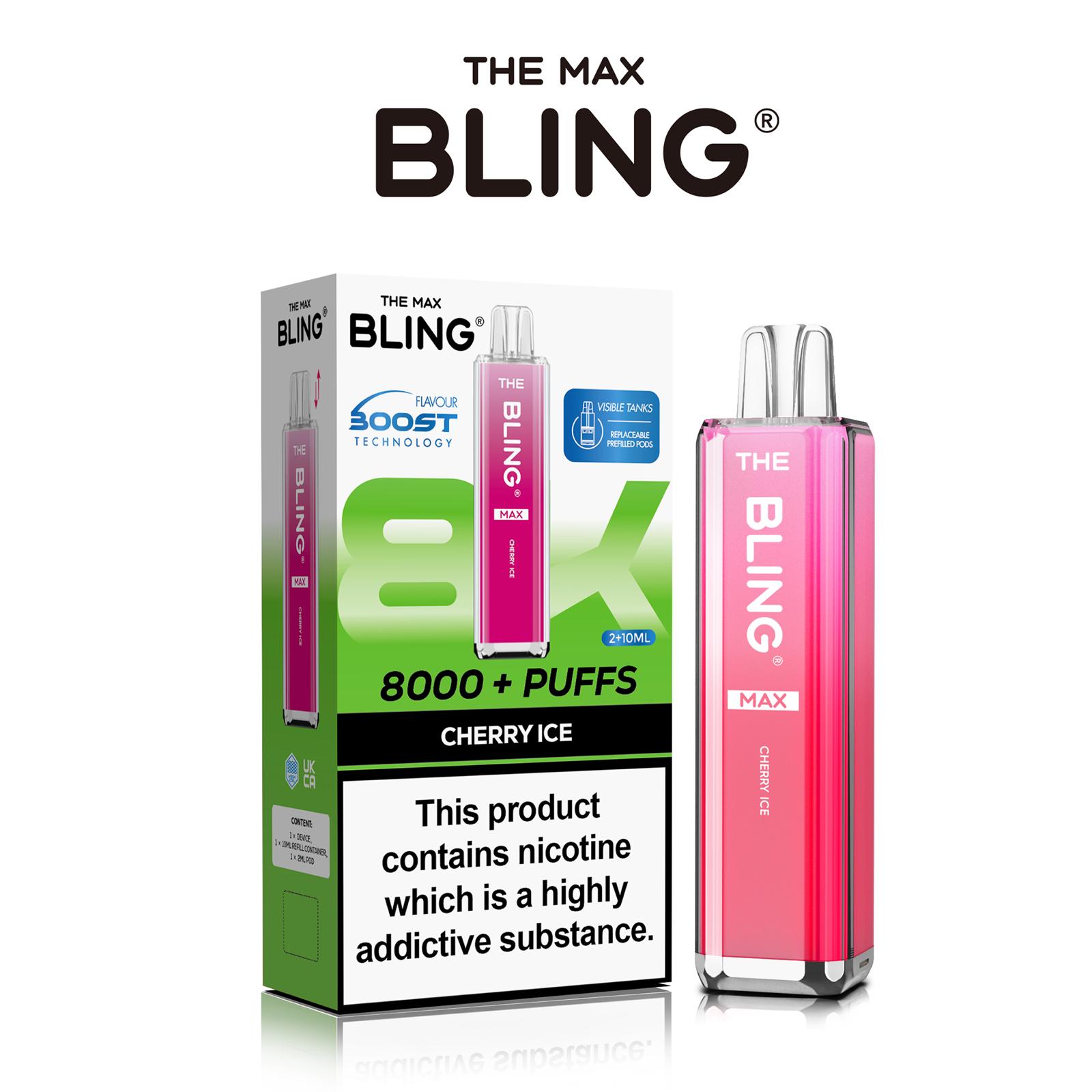 The Crystal Bling Max 8000 Prefilled Vape Pod Kit Box of 5 - Cherry Ice