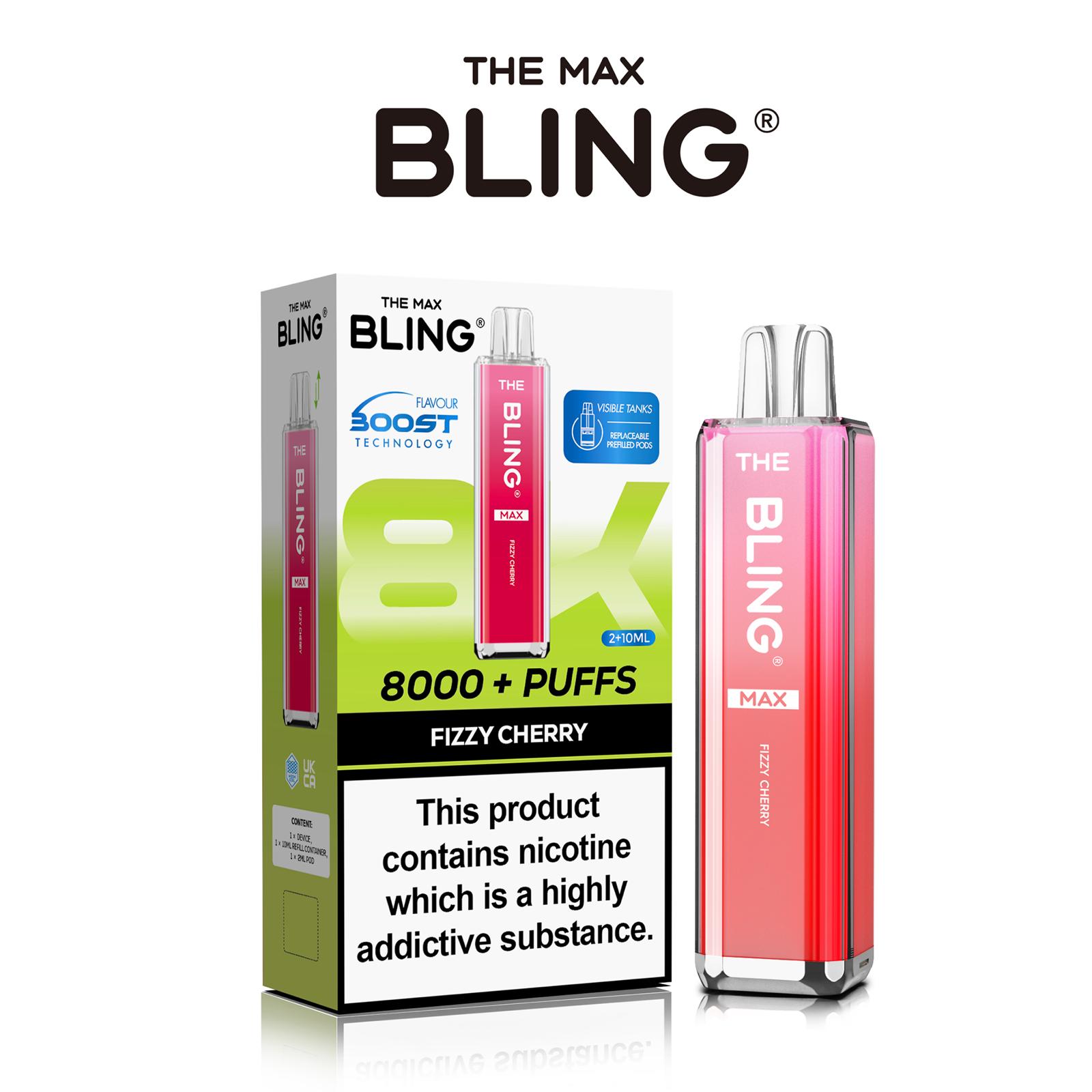 The Crystal Bling Max 8000 Prefilled Vape Pod Kit Box of 5 - Fizzy Cherry