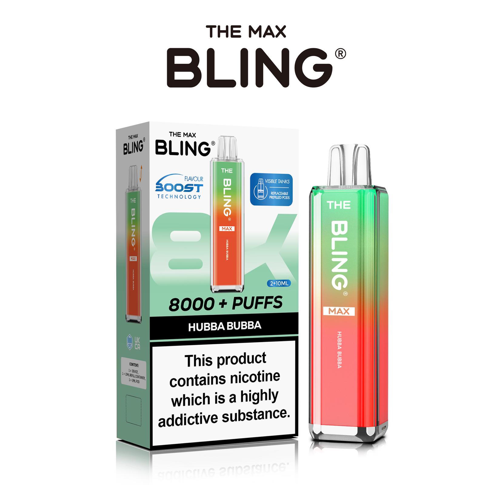 The Crystal Bling Max 8000 Prefilled Vape Pod Kit Box of 5 - Hubba Bubba