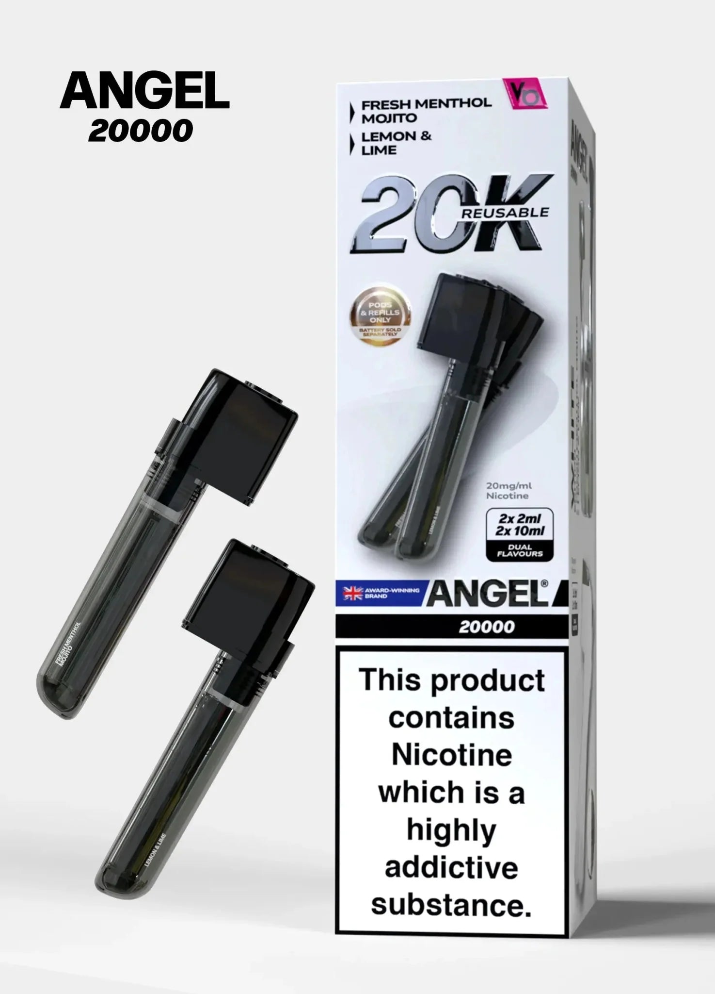 Vapes Bars Angel 20000 Prefilled Pods Box of 5 - White Edition