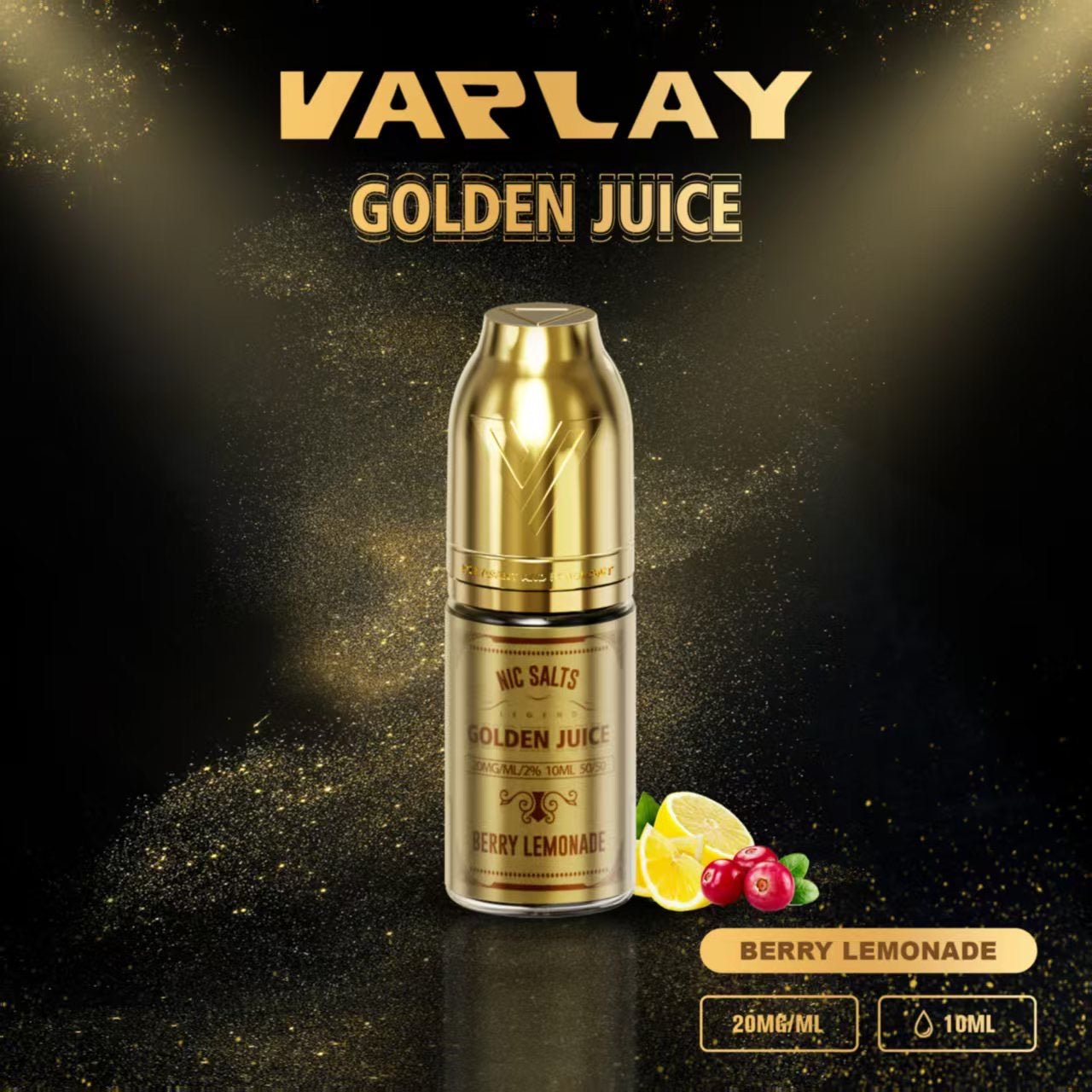 Vaplay Golden Juice Nic Salt 10ml E - Liquid Box of 10 - Berry Lemonade