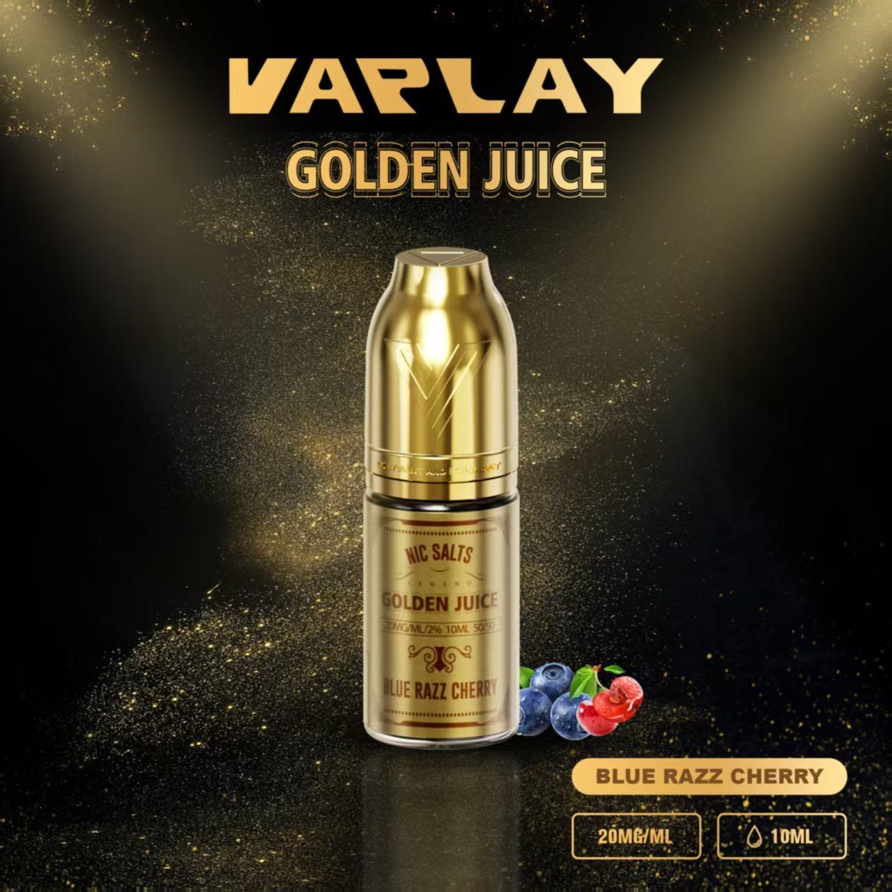 Vaplay Golden Juice Nic Salt 10ml E - Liquid Box of 10 - Blue Razz Cherry