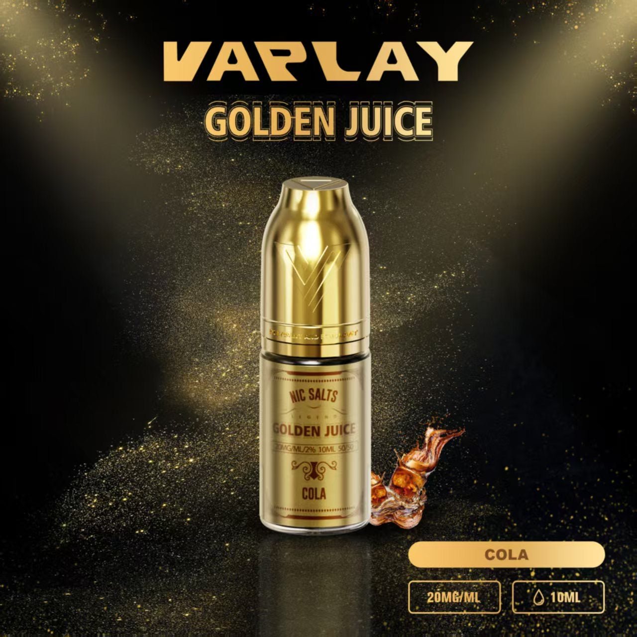 Vaplay Golden Juice Nic Salt 10ml E - Liquid Box of 10 - Cola