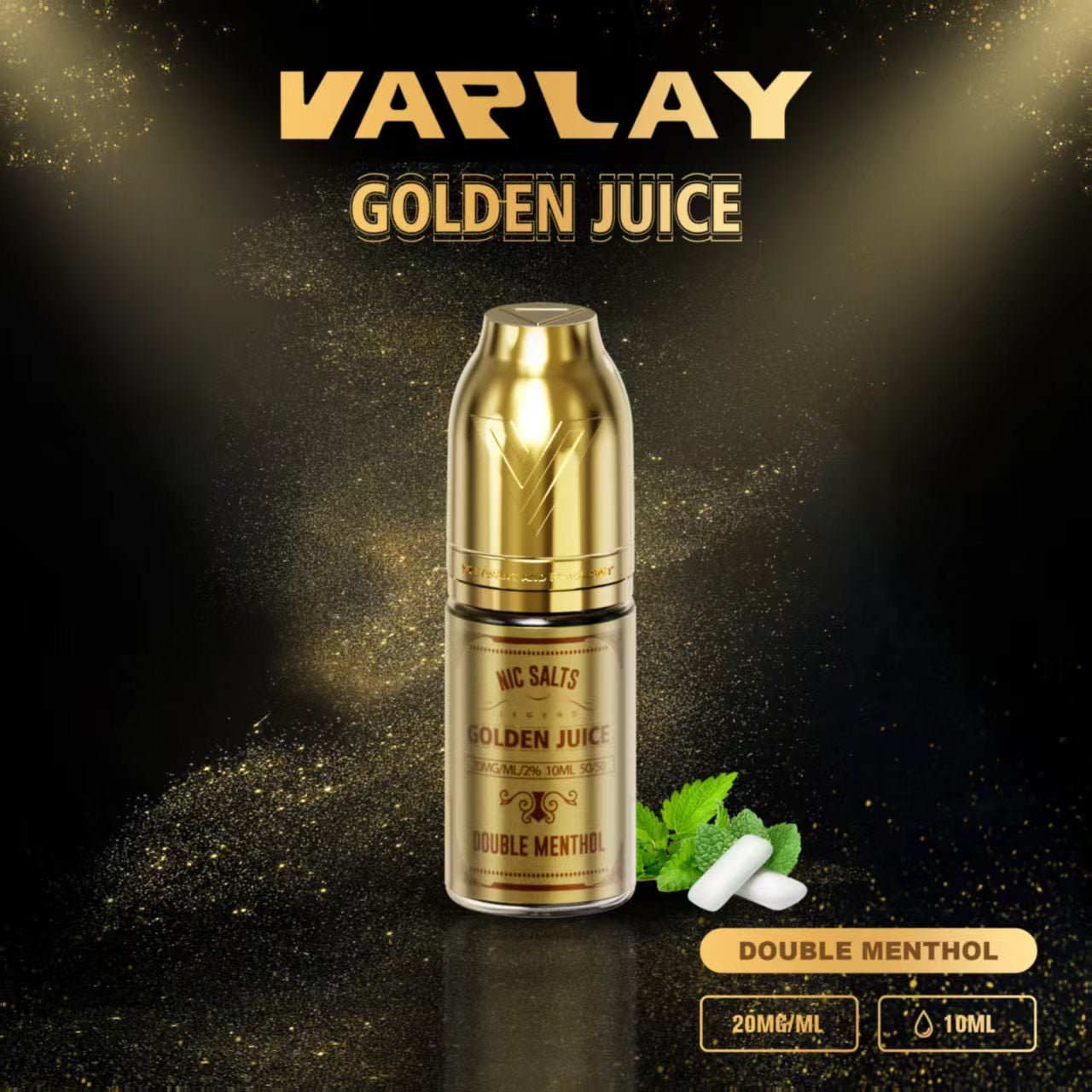 Vaplay Golden Juice Nic Salt 10ml E - Liquid Box of 10 - Double Menthol