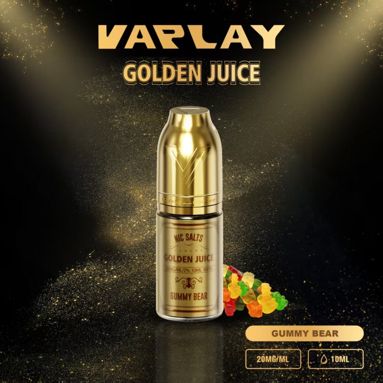 Vaplay Golden Juice Nic Salt 10ml E - Liquid Box of 10 - Gummy Bear