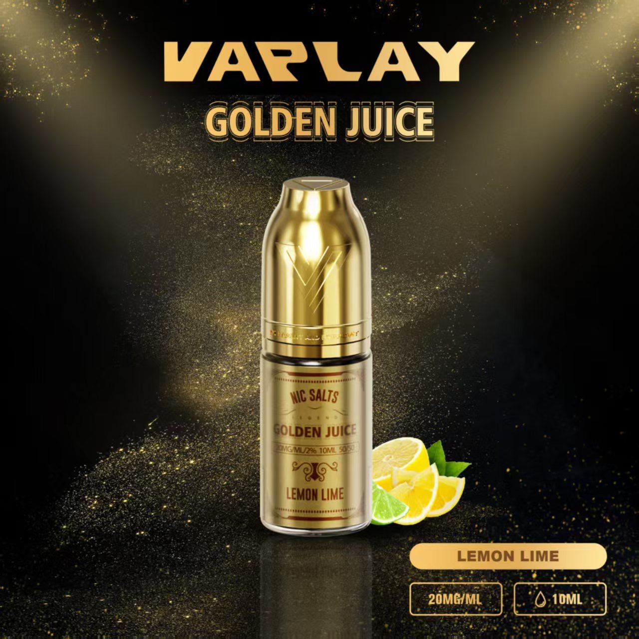Vaplay Golden Juice Nic Salt 10ml E - Liquid Box of 10 - Lemon Lime
