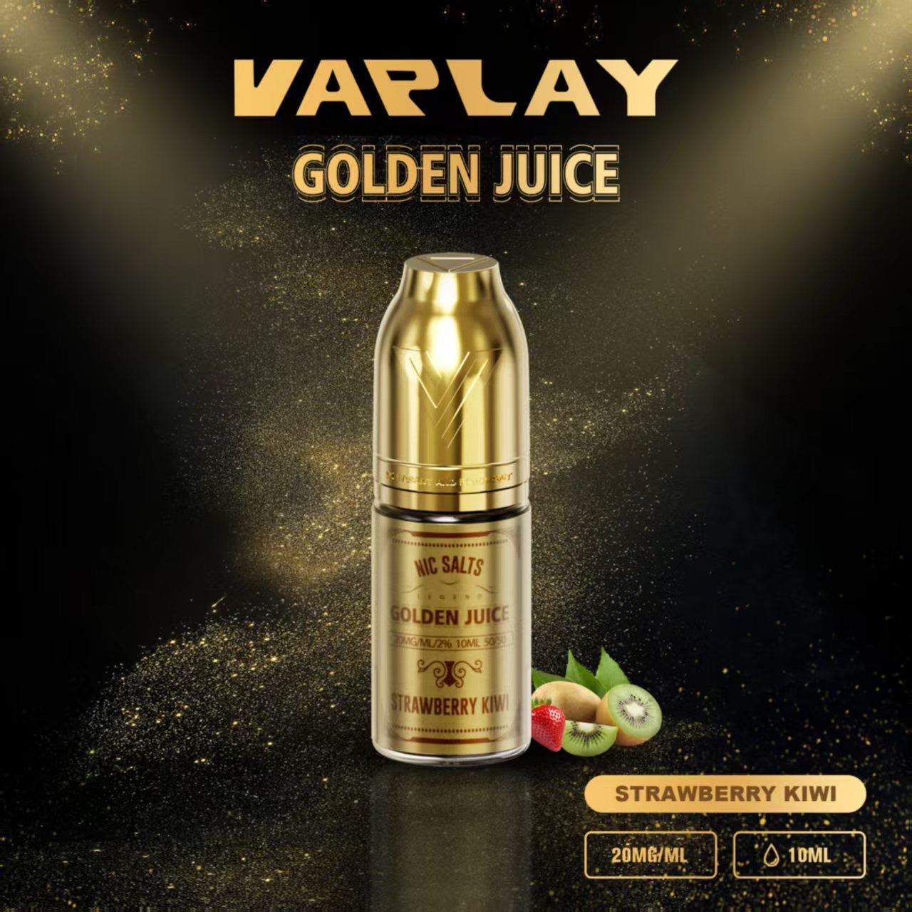 Vaplay Golden Juice Nic Salt 10ml E - Liquid Box of 10 - Strawberry Kiwi