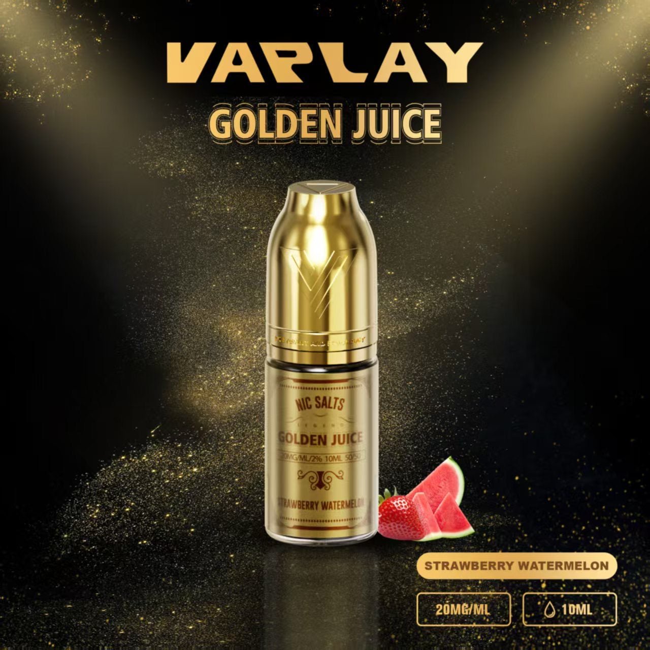 Vaplay Golden Juice Nic Salt 10ml E - Liquid Box of 10 - Strawberry Watermelon