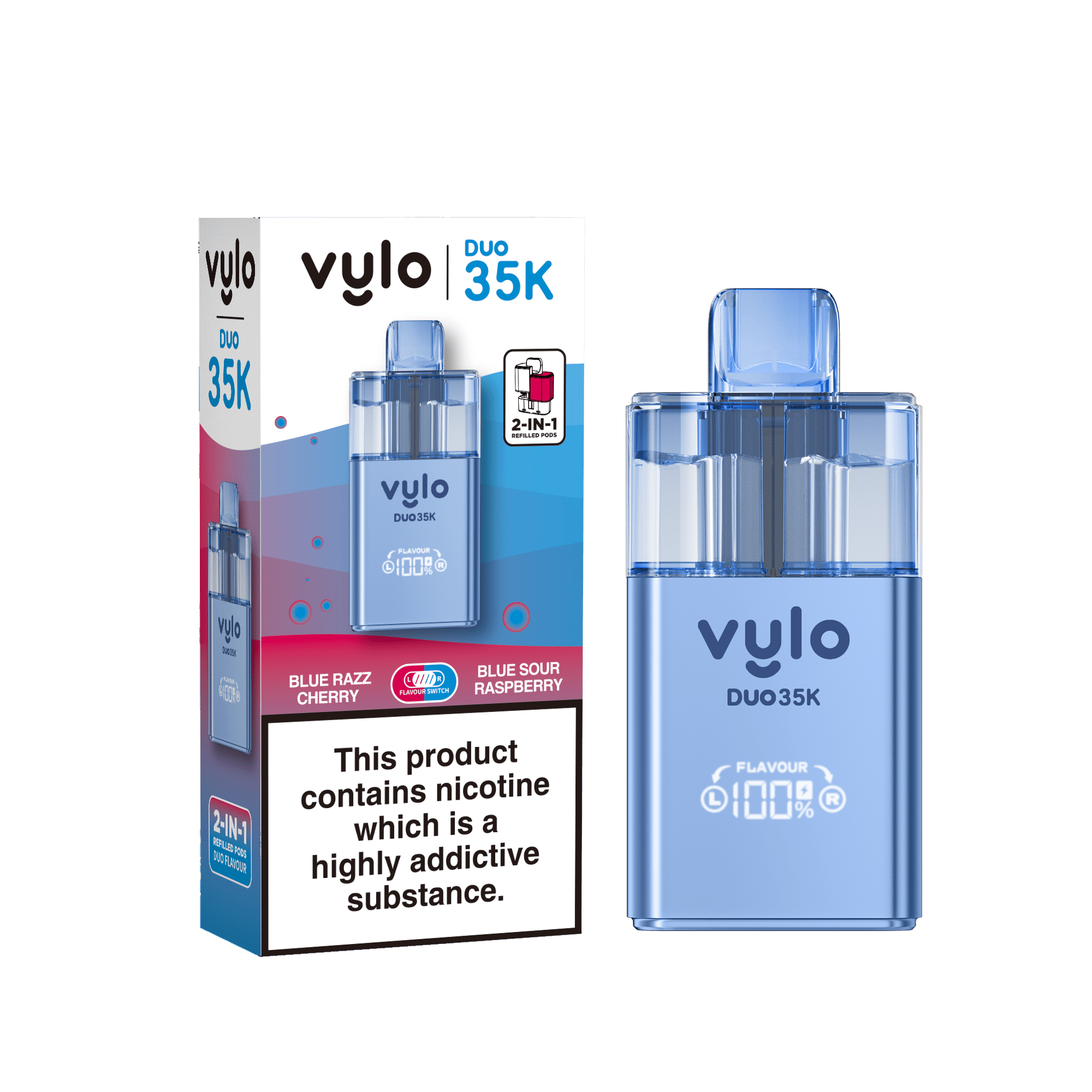 Vylo Duo 35k Prefilled Pod Kit Box of 5 - Blue Razz Cherry/Blue Sour Raspberry