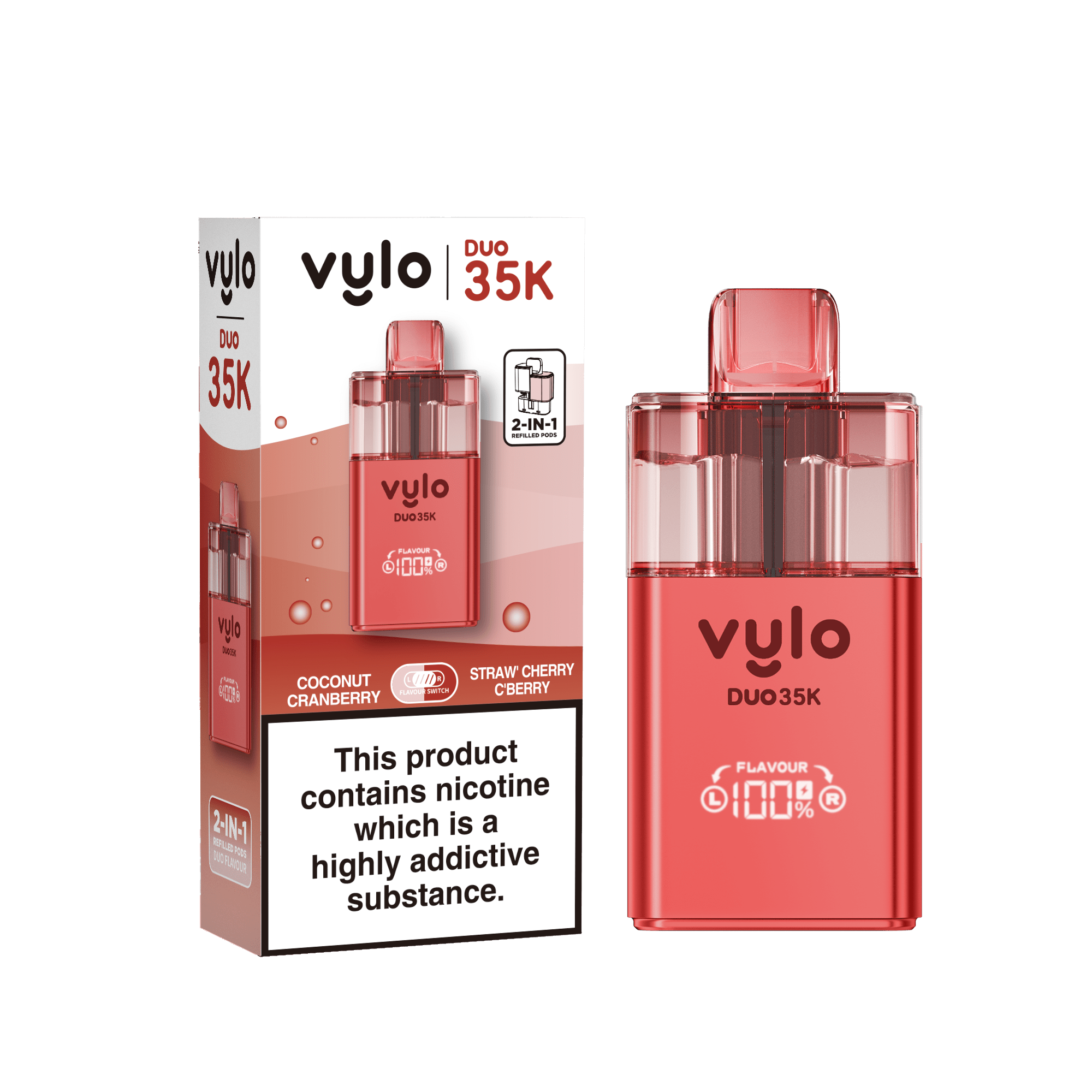 Vylo Duo 35k Prefilled Pod Kit Box of 5 - Coconut Cranberry/Straw' Cherry C'Berry