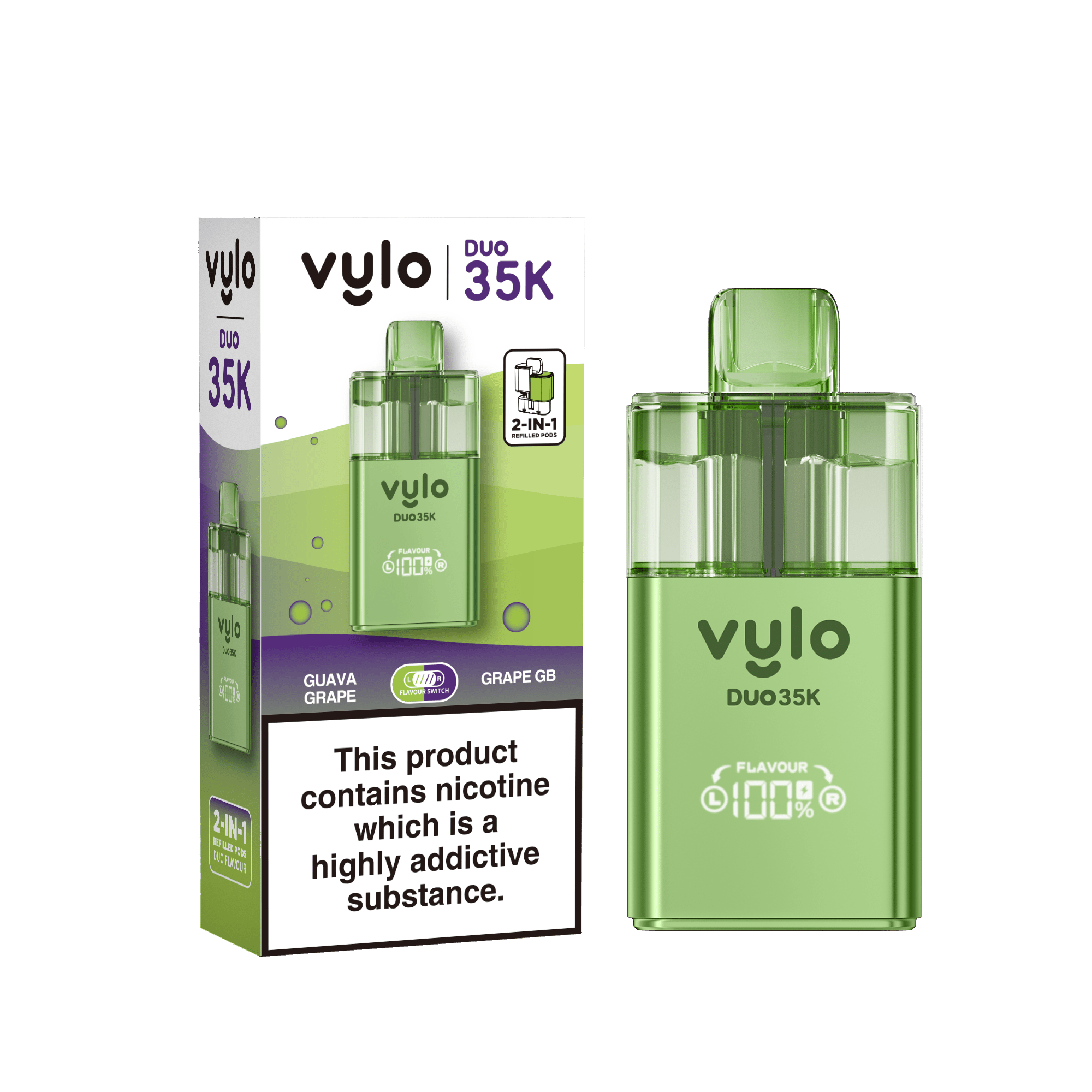 Vylo Duo 35k Prefilled Pod Kit Box of 5 - Guava Grape/Grape GB
