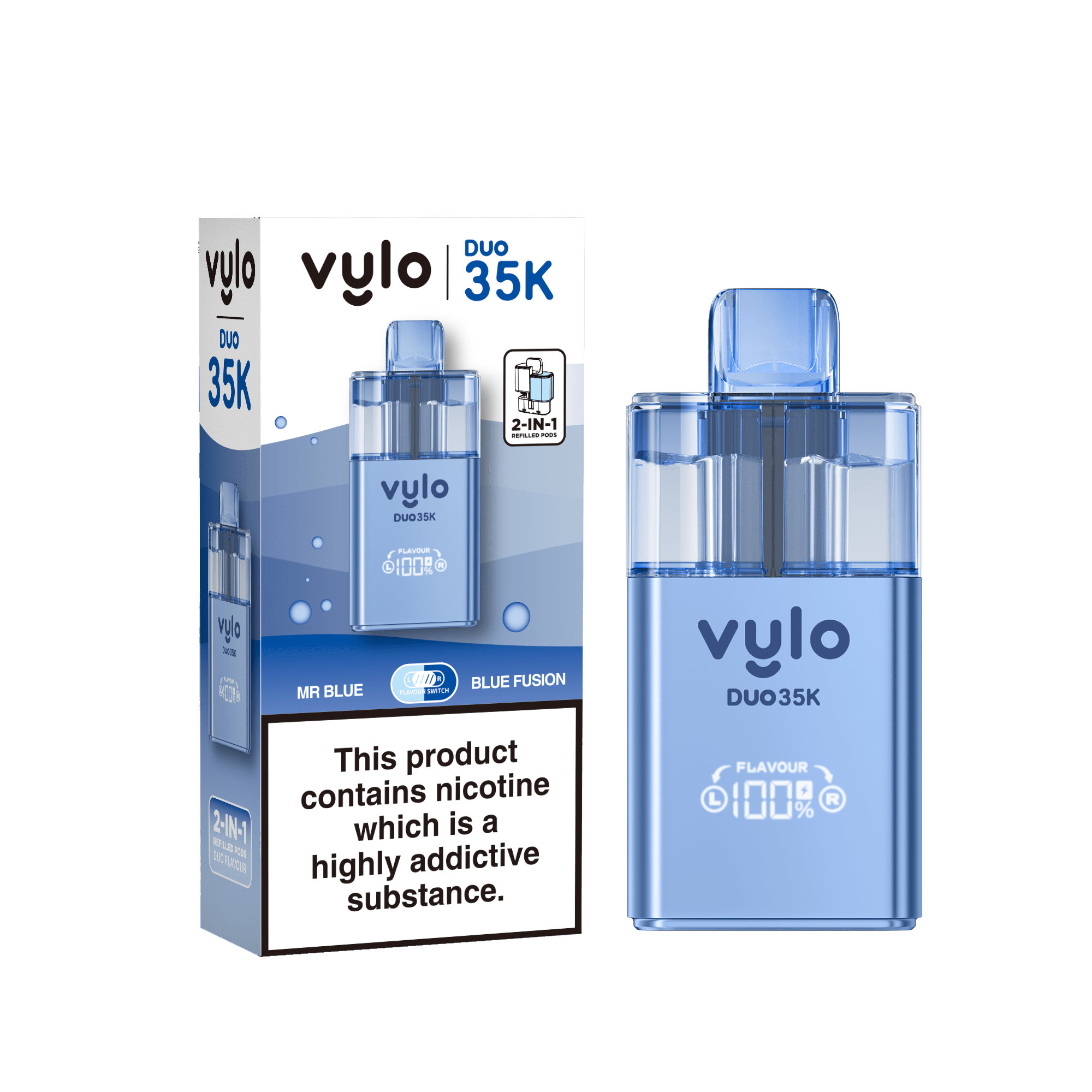 Vylo Duo 35k Prefilled Pod Kit Box of 5 - Mr Blue/Blue Fusion