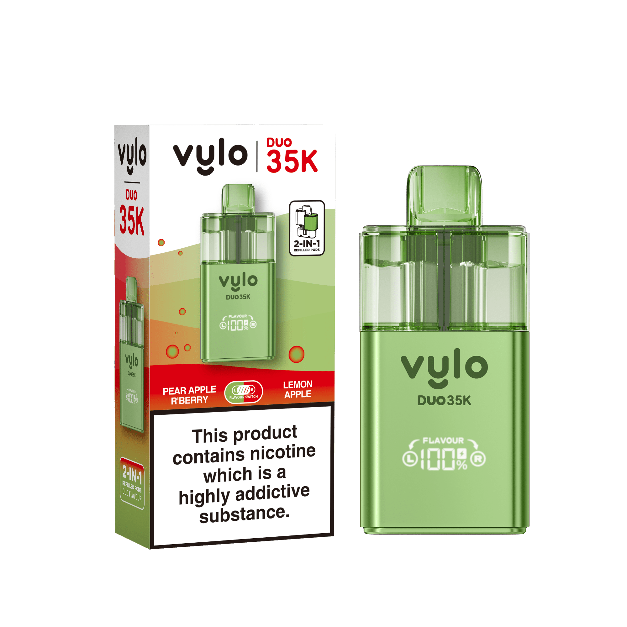 Vylo Duo 35k Prefilled Pod Kit Box of 5 - Pear Apple R'Berries/Lemon Apple