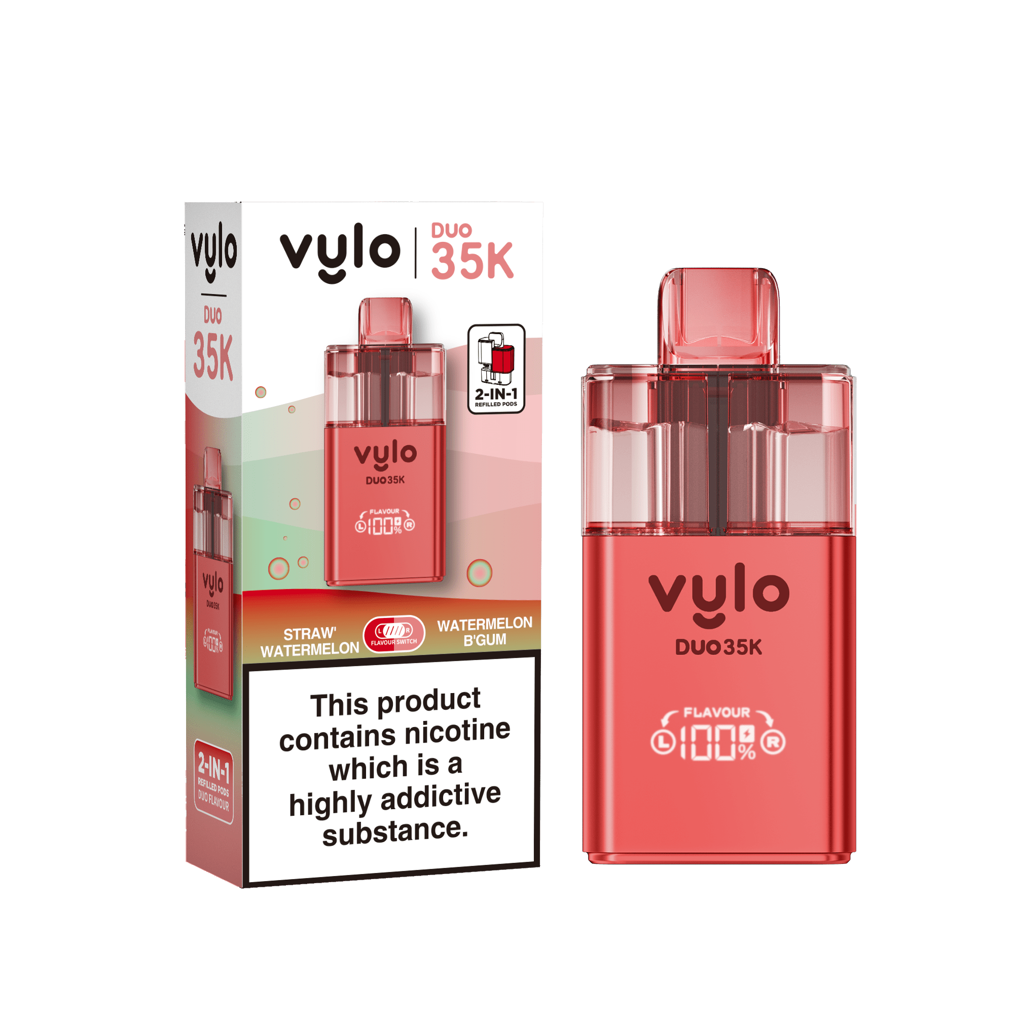 Vylo Duo 35k Prefilled Pod Kit Box of 5 - Straw' Watermelon/Watermelon B'Gum